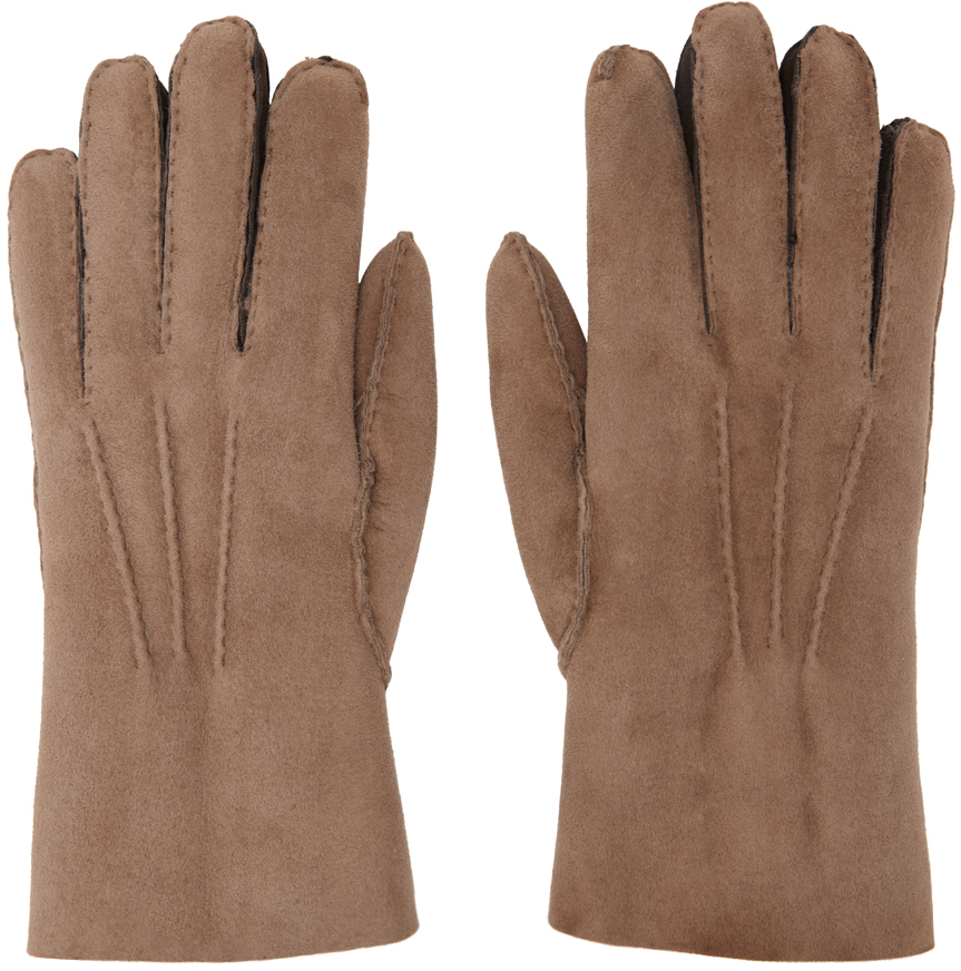 Tan Shearling Gloves SSENSE Men Accessories Gloves 