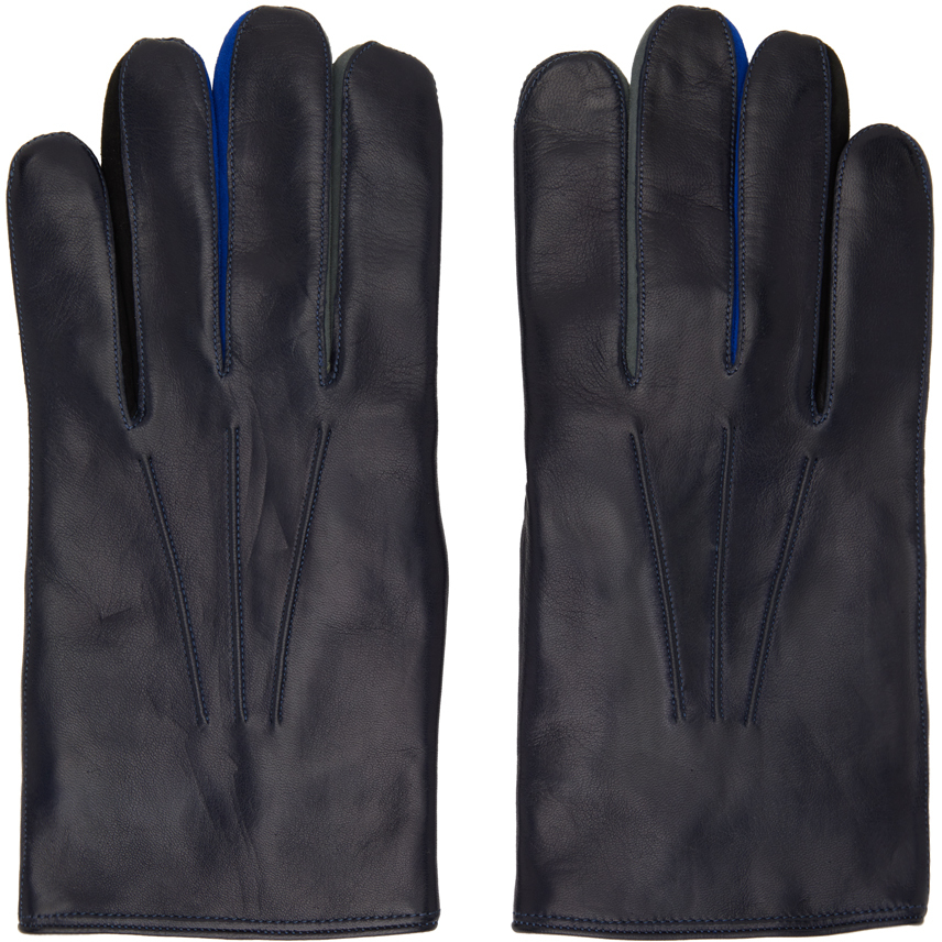 Emporio Armani Leather Gloves in Dark Blue for Men Mens Accessories Gloves Blue 