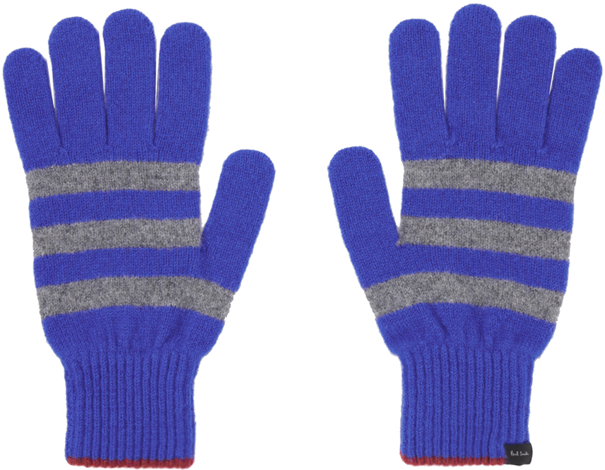 Blue Two Stripe Gloves