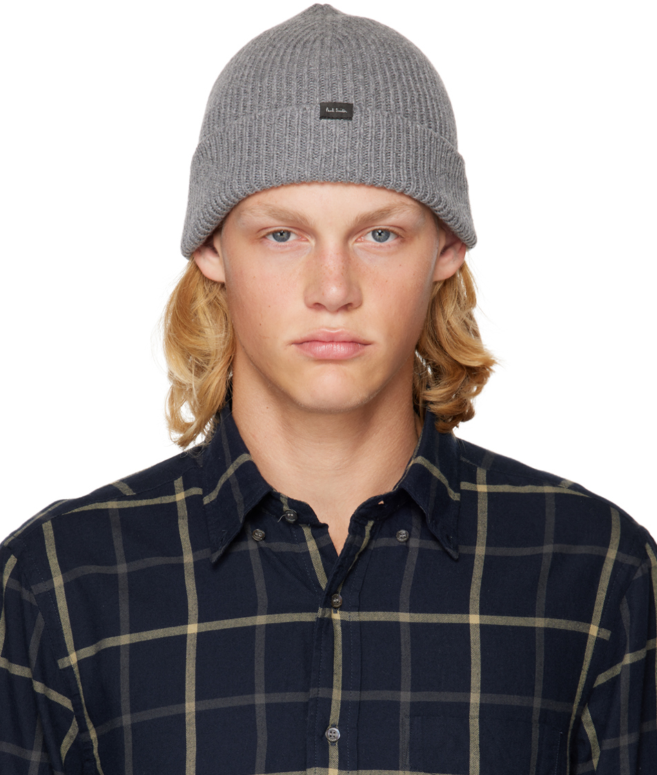 Gray Rib Beanie by Paul Smith on Sale
