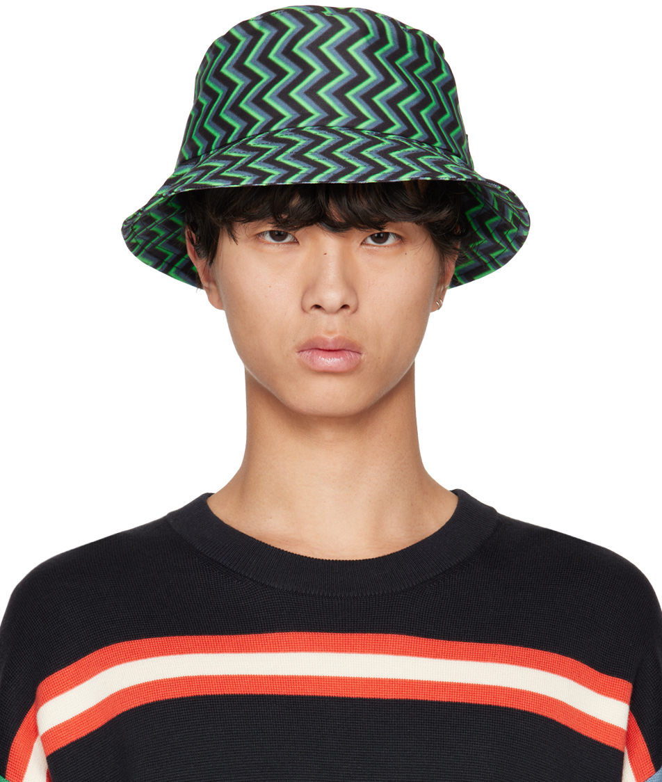 Paul Smith: Green Zig Zag Bucket Hat | SSENSE