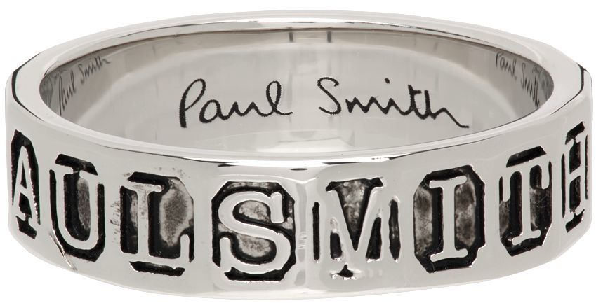 Paul Smith Silver Stamp Ring In 82 Metallics
