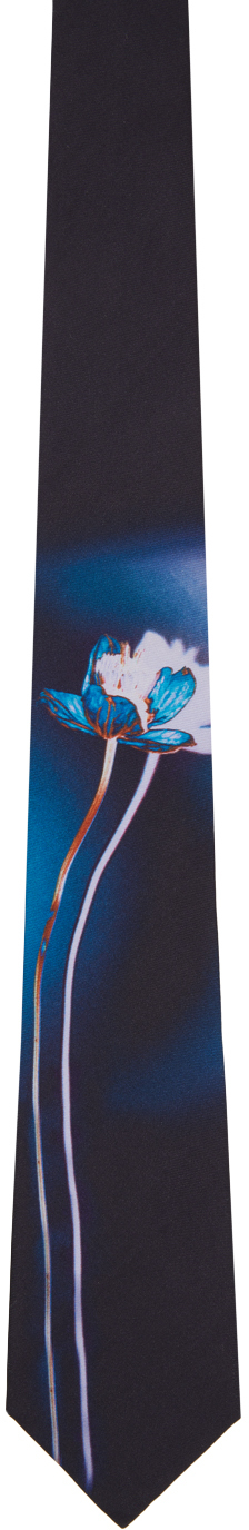 Liberty Poppy Shadow Printed Silk Tie in Dark Blue for Men Mens Accessories Ties Blue 