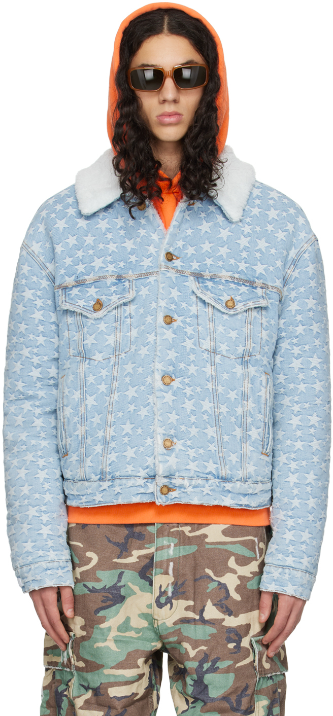 ERL | H.Lorenzo|Star Jacquard Denim Jacket (ERL05J023-BLUE), M / Blue