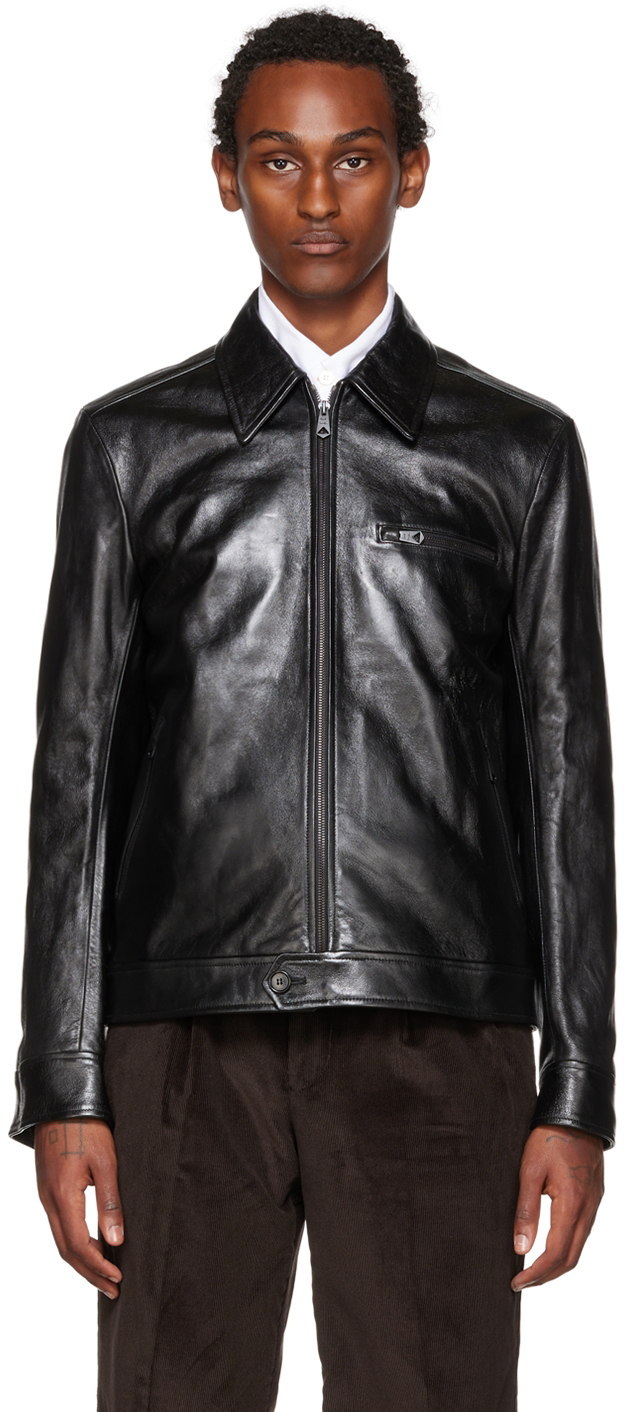Black Grained Leather Jacket