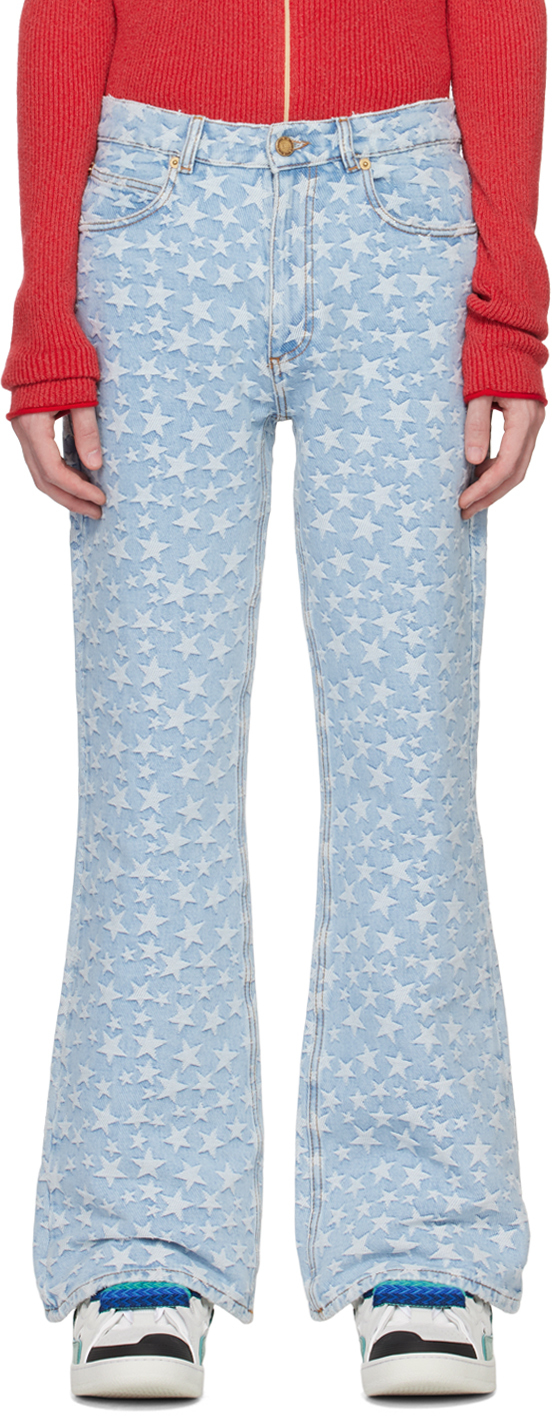 ERL Blue Jacquard Jeans SSENSE UK