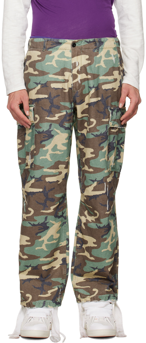 Erl Unisex Printed Cargo Pants Woven In Green