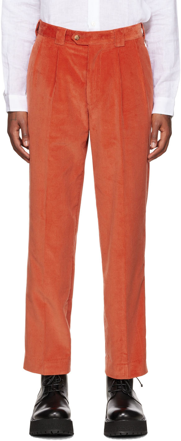 Orange Pleated Trousers