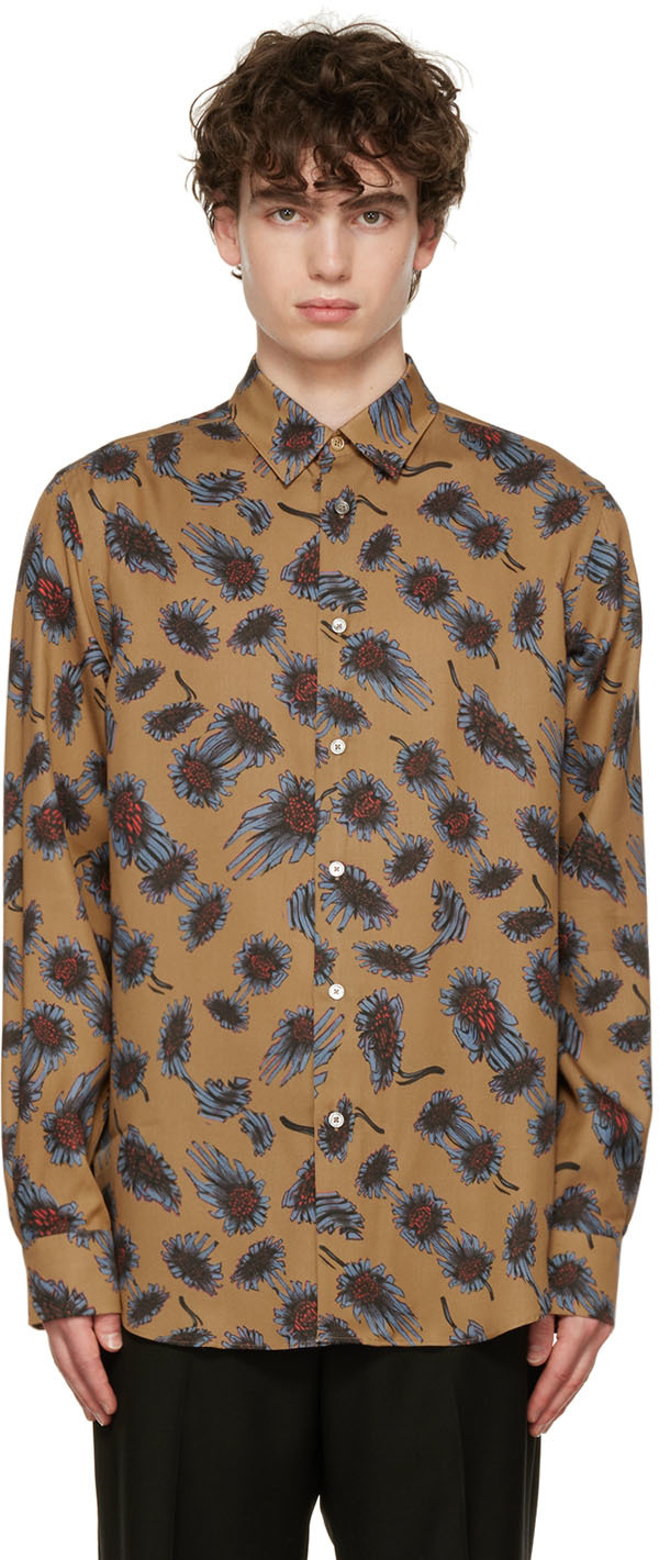 Paul Smith Brown Digital Daisy Shirt In 65 Browns