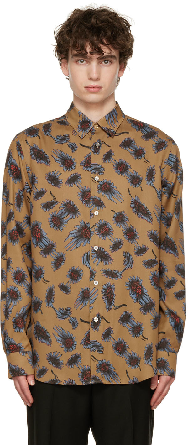 Brown Digital Daisy Shirt