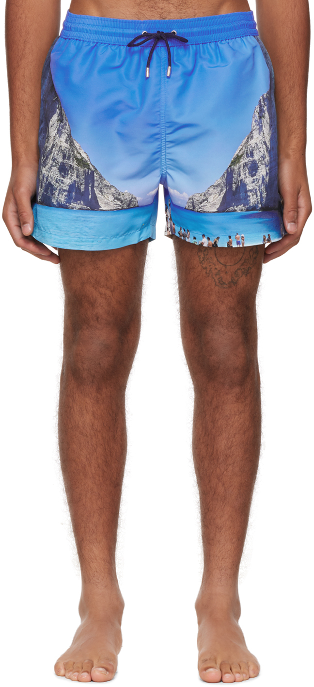 Blue & White Cotton Swim Shorts Ssense Uomo Sport & Swimwear Costumi da bagno Pantaloncini da bagno 