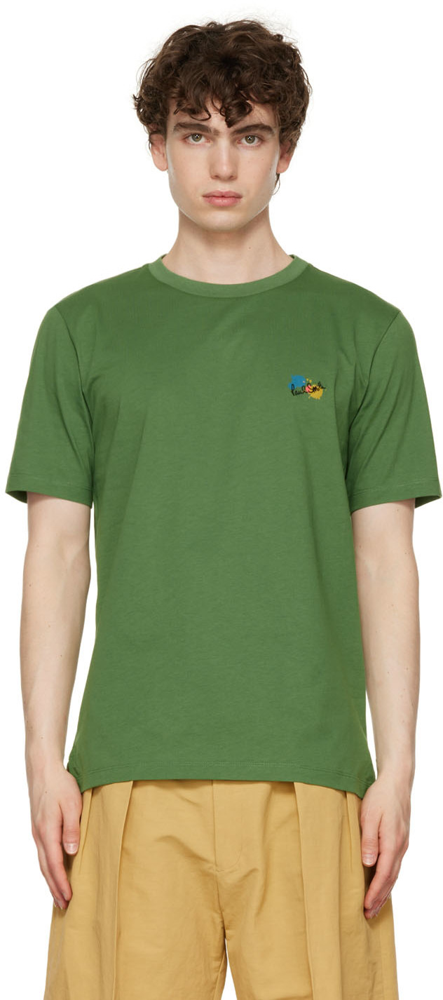 Paul Smith: Green Paint Splatter T-Shirt | SSENSE Canada