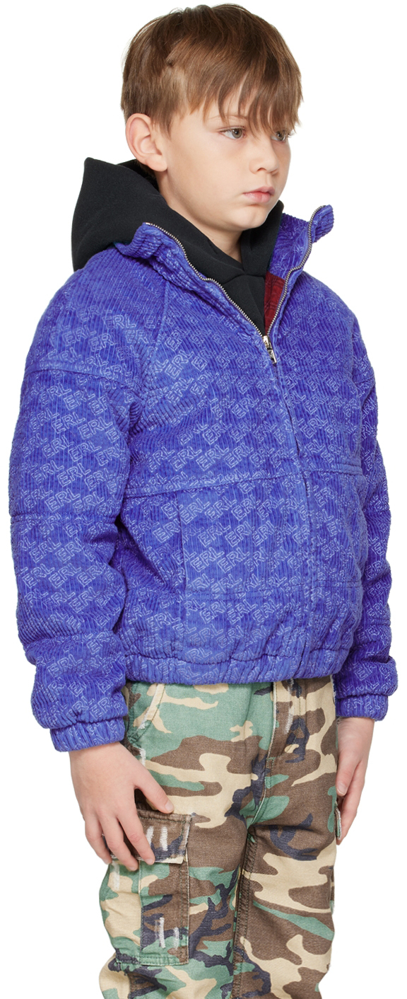 Erl Monogram-print Zip-up Jacket In Blue 1