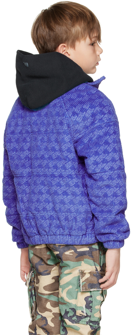 Erl Monogram-print Zip-up Jacket In Blue 1