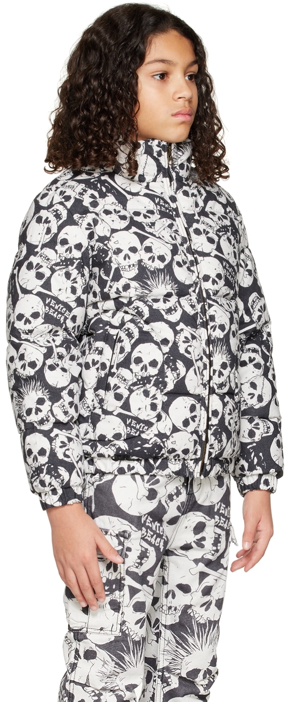 Erl Printed Cotton Down Jacket In Black 1