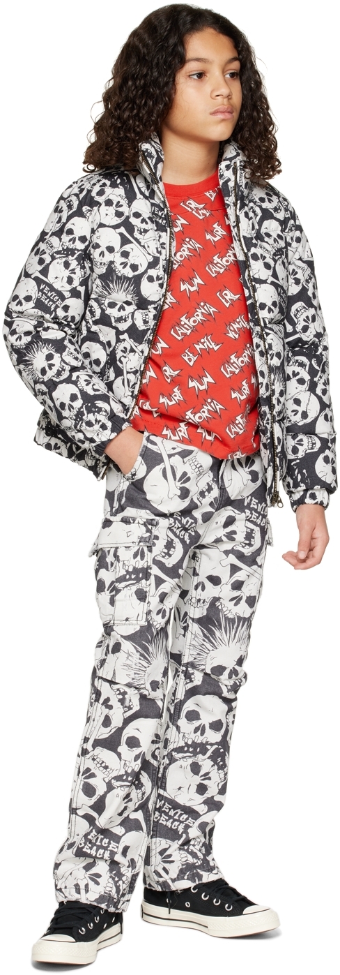 Erl Printed Cotton Down Jacket In Black 1