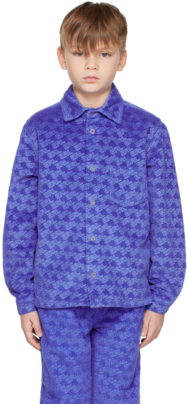 Erl Corduroy Shirt In Blue 1
