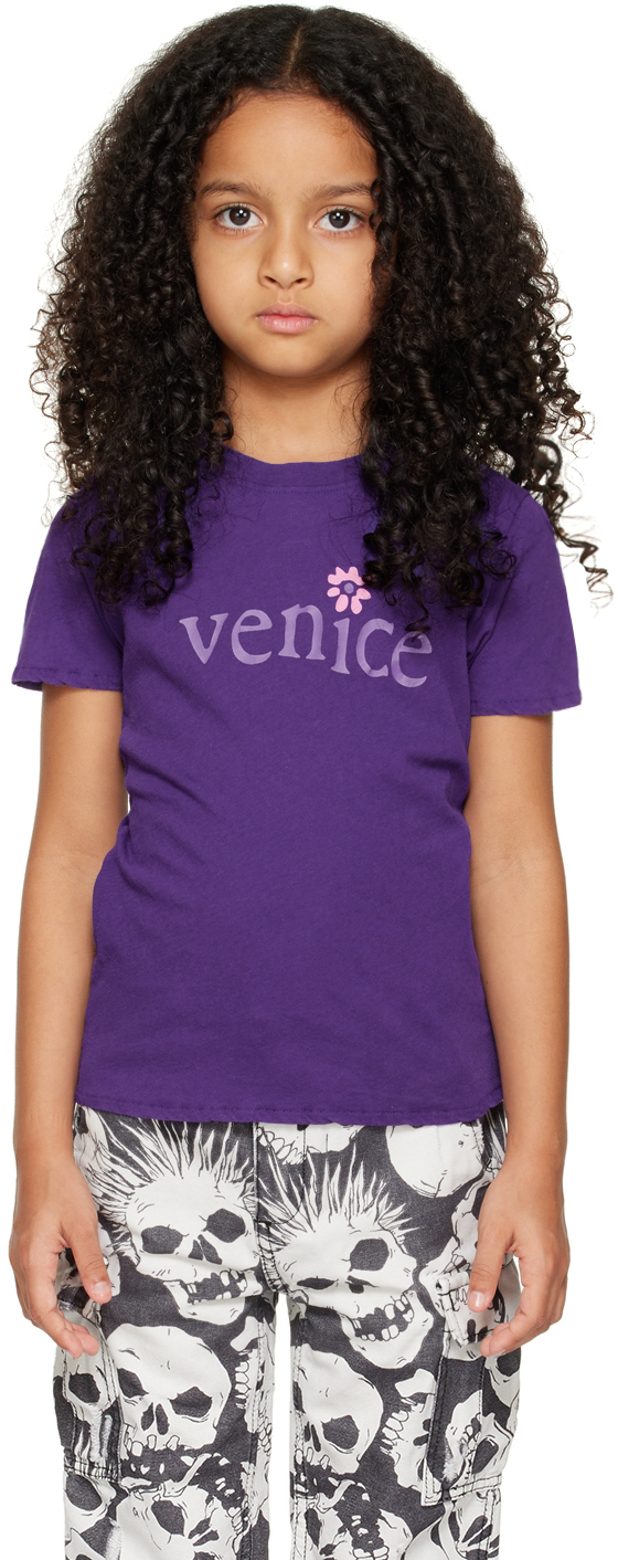 Erl Kids Purple 'venice' T-shirt In Luminous Purple 2