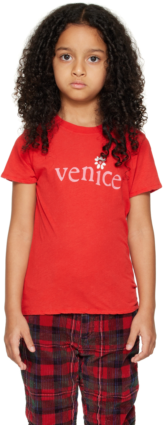 Erl Kids' Venice T-shirt In Red