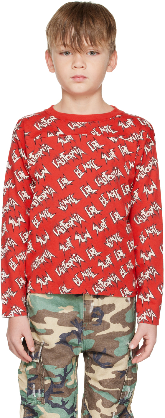 Erl Kids Red Printed Sweater In Red 2