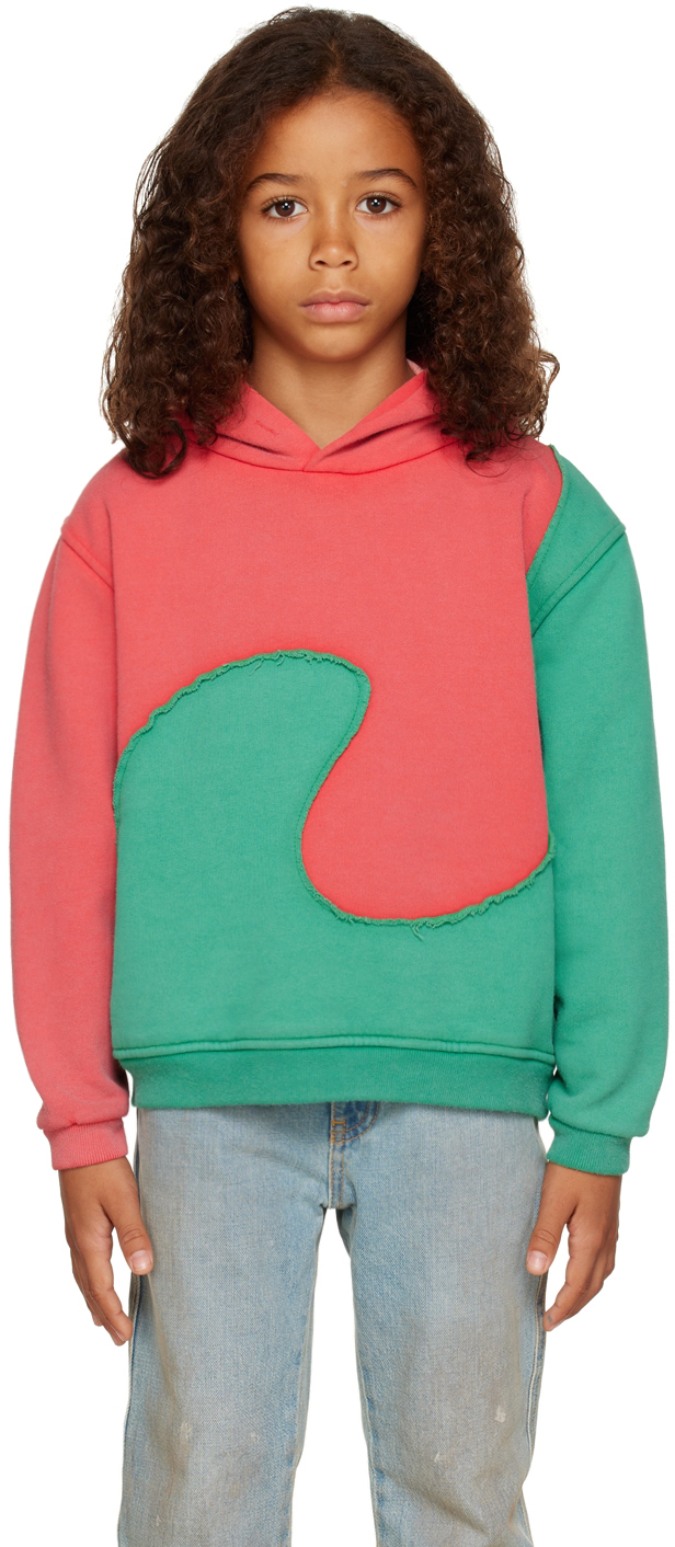 Shop Erl Kids Red & Green Swirl Hoodie In Red Green 1