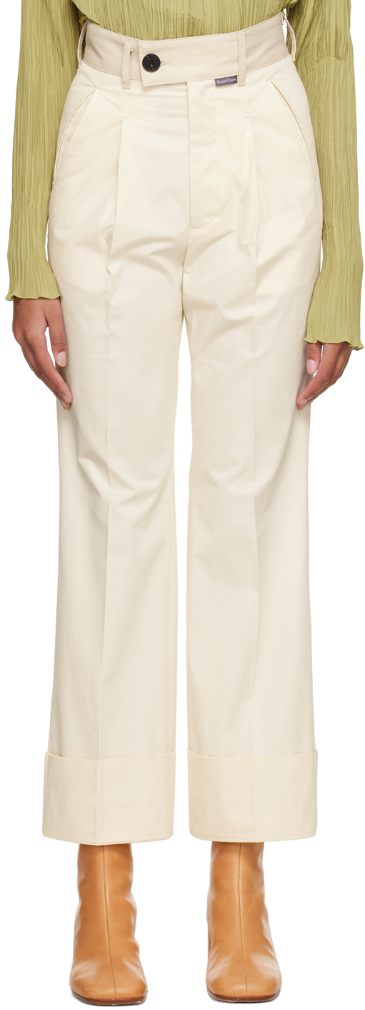 Off White Solid Trousers - Selling Fast at