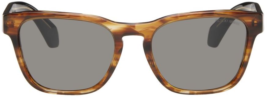 Giorgio Armani Brown Rectangle Sunglasses In Honey
