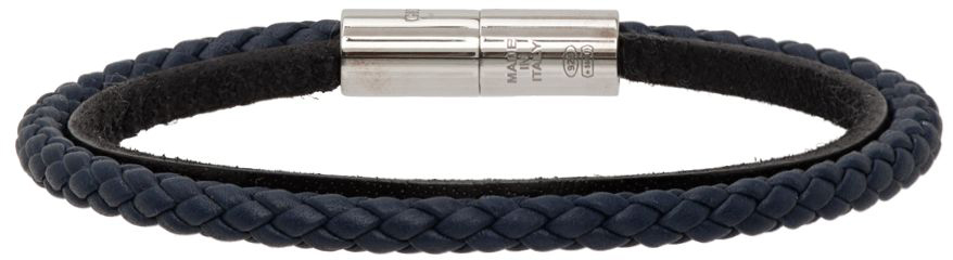 Navy & Black Leather Bracelet