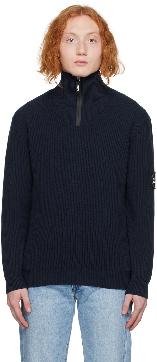 Giorgio Armani Navy Half-zip Sweater