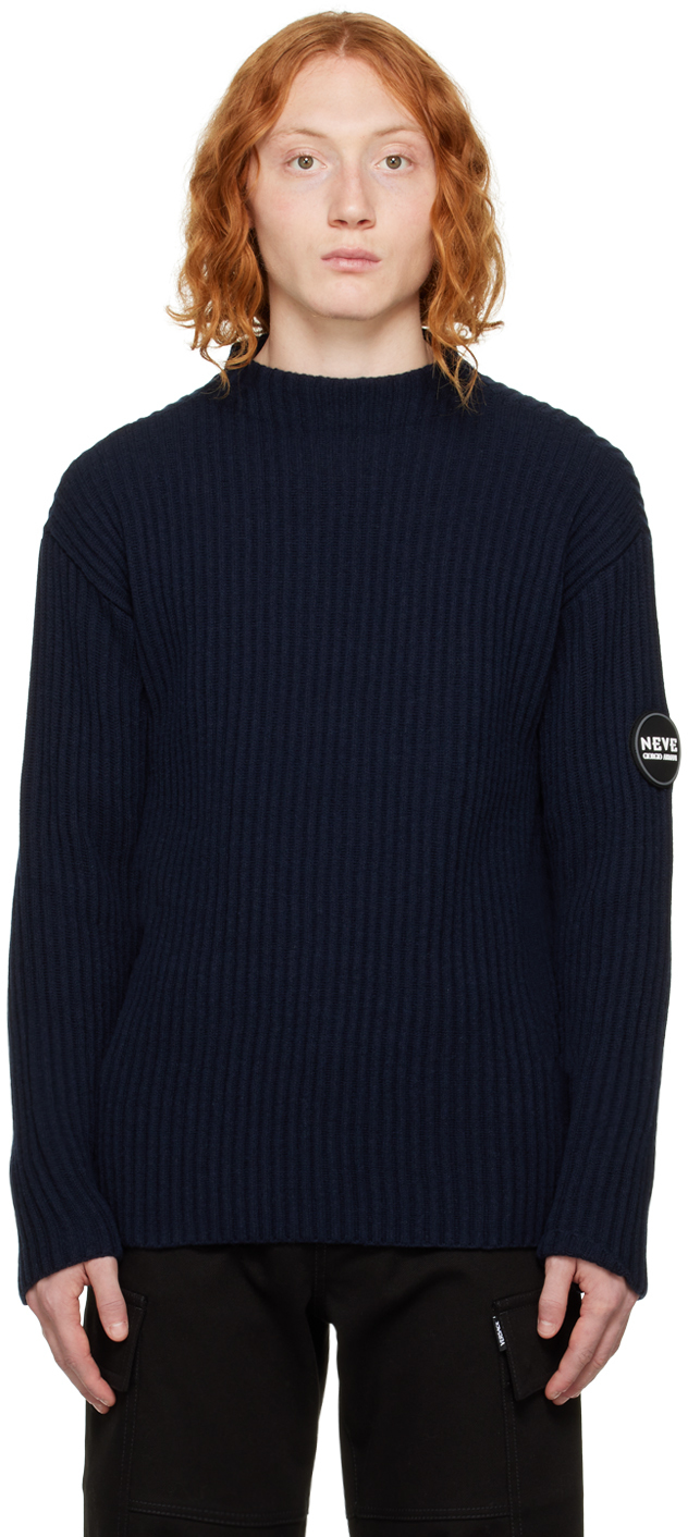 Navy Rubber Patch Sweater