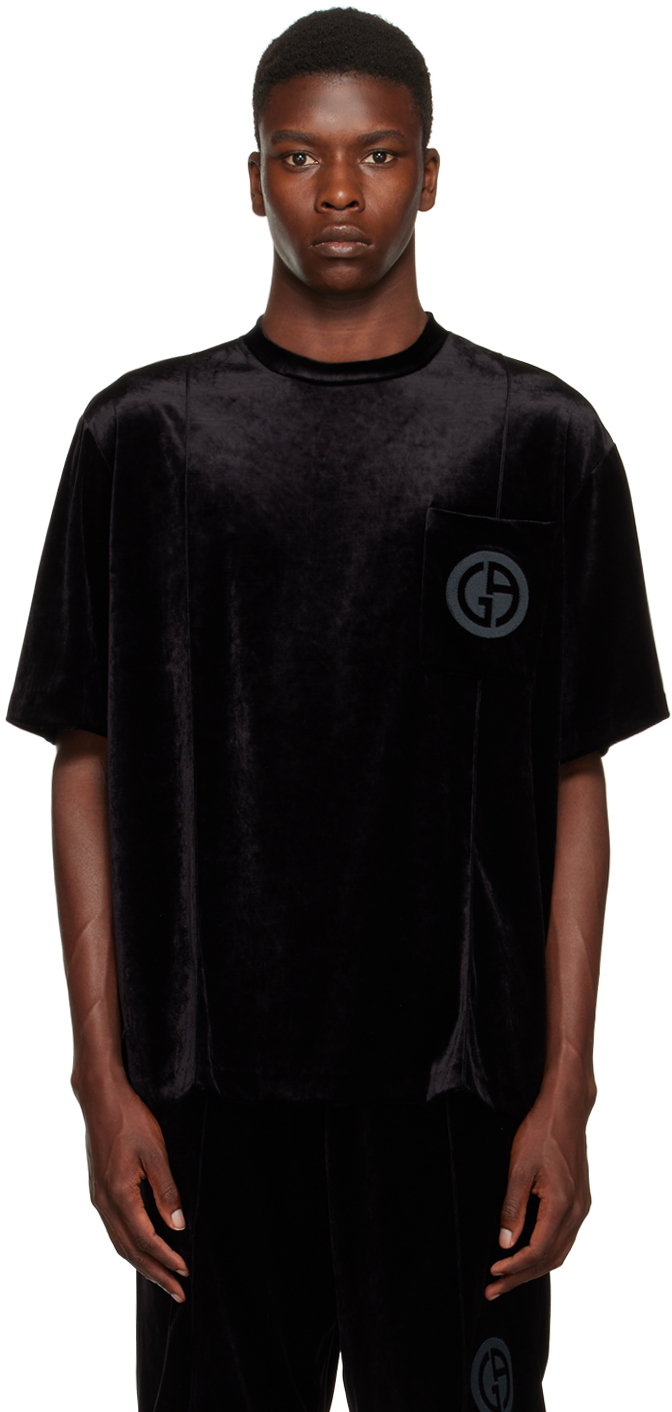 Giorgio Armani Black Embroidered T-Shirt