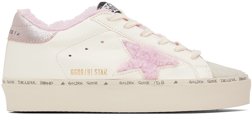 Golden Goose White & Pink Hi Star Low-Top Sneakers