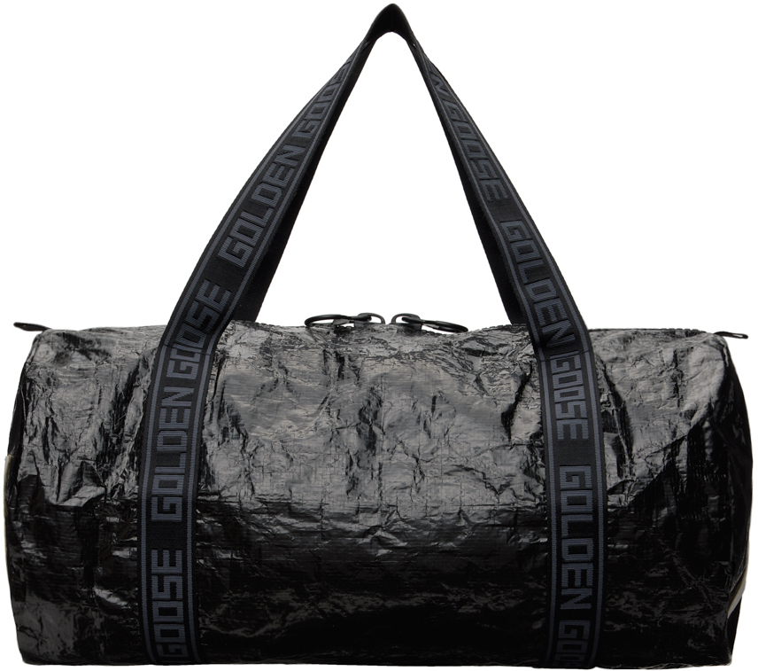 Golden Goose Black Crinkled Duffle Bag In 80203 Black/white