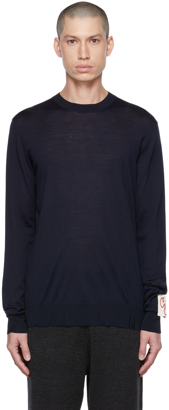 Golden Goose: Navy Embroidered Patch Sweater | SSENSE