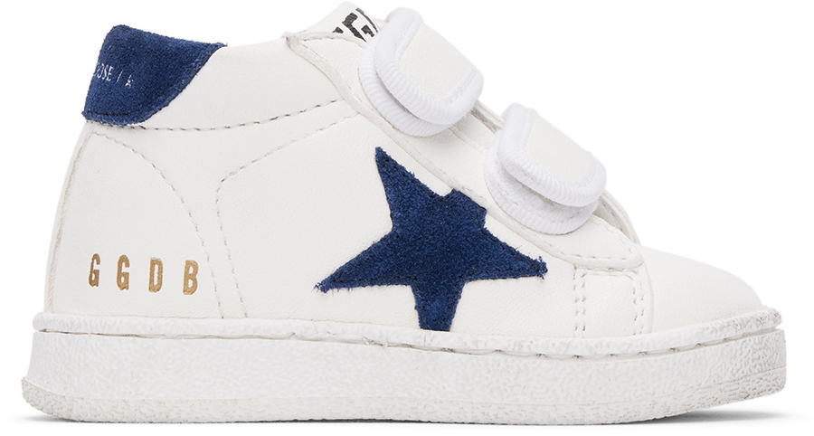 Baby White & Navy June Sneakers by Golden Goose on Sale