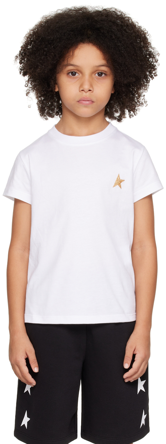 Shop Golden Goose Kids White Star T-shirt In 10272 White/gold
