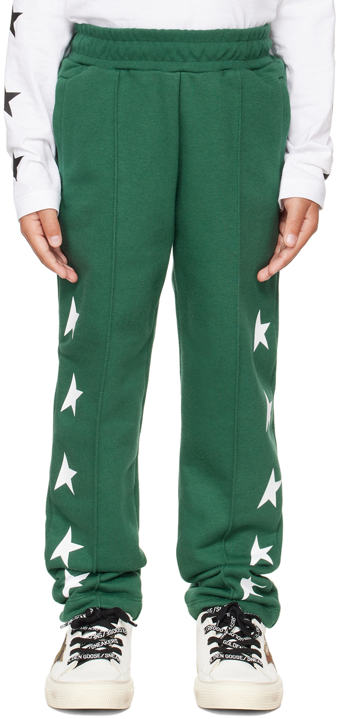 Golden Goose Kids Green Star Sweatpants In 35825 Bright Green/w