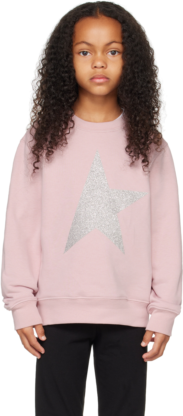 Golden Goose Kids Pink Star Sweatshirt In 25592 Pink/silver