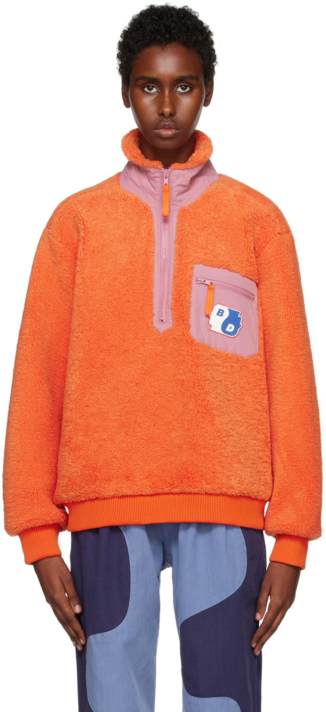 Brain Dead: Orange Paneled Zip Sweater | SSENSE UK