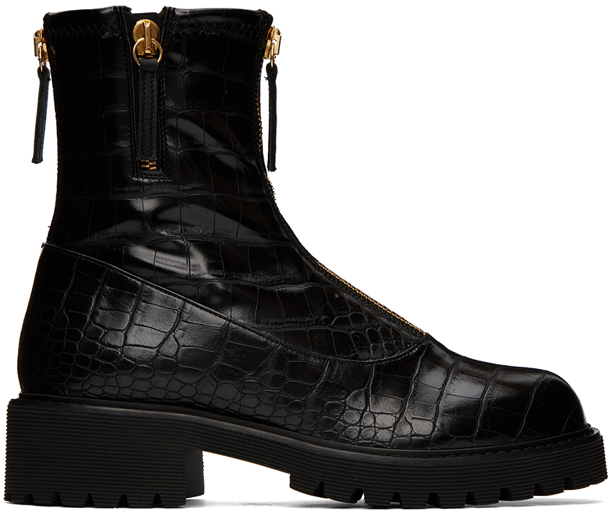 Black GZ Alexa Faux-Leather Ankle Boots