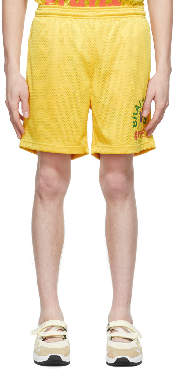 Brain Dead: Yellow Polyester Shorts 