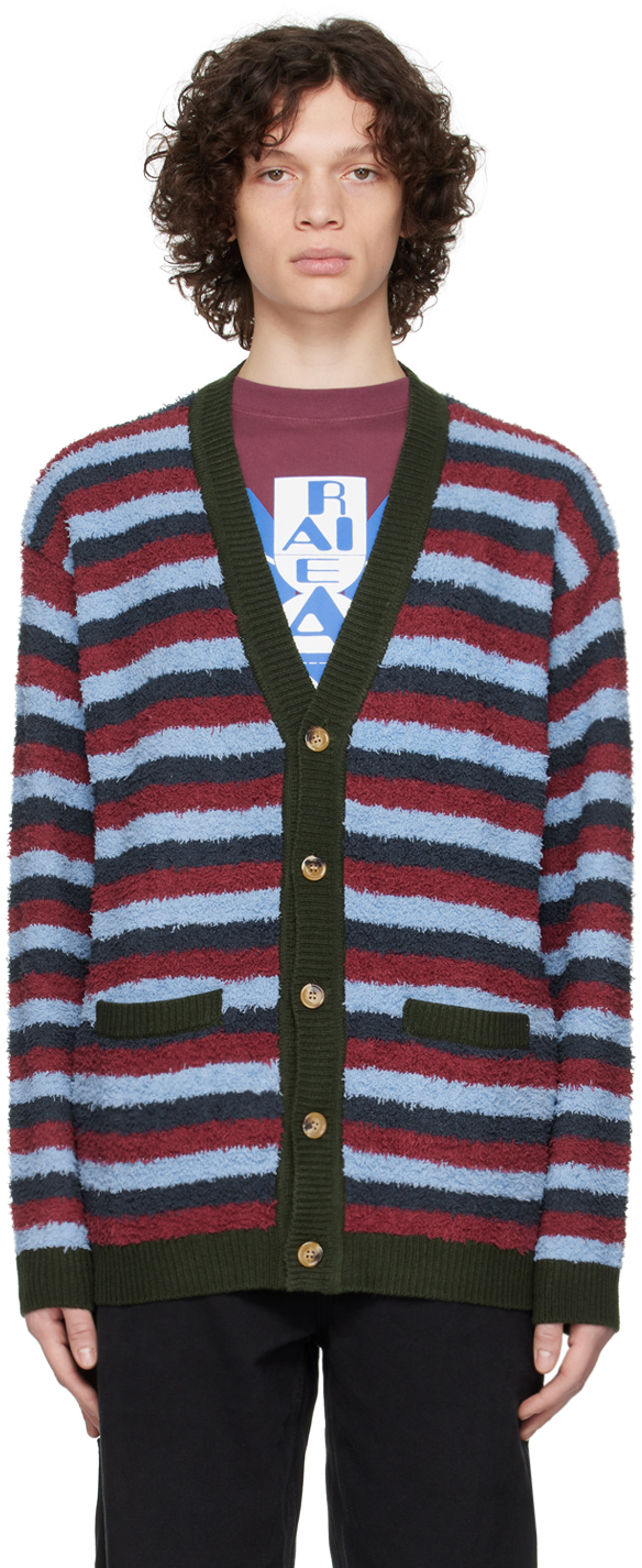 SSENSE Men Clothing Sweaters Cardigans Blue Stripe Cardigan 