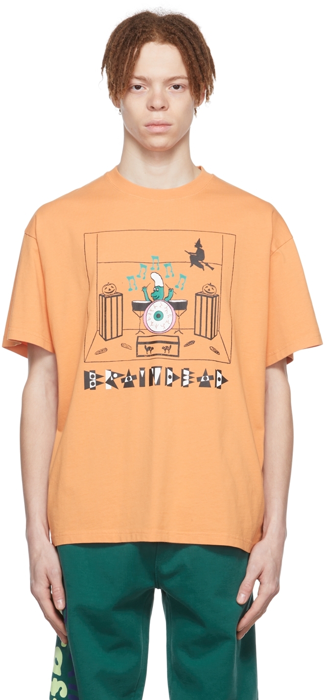 Brain Dead Orange Cotton T-Shirt