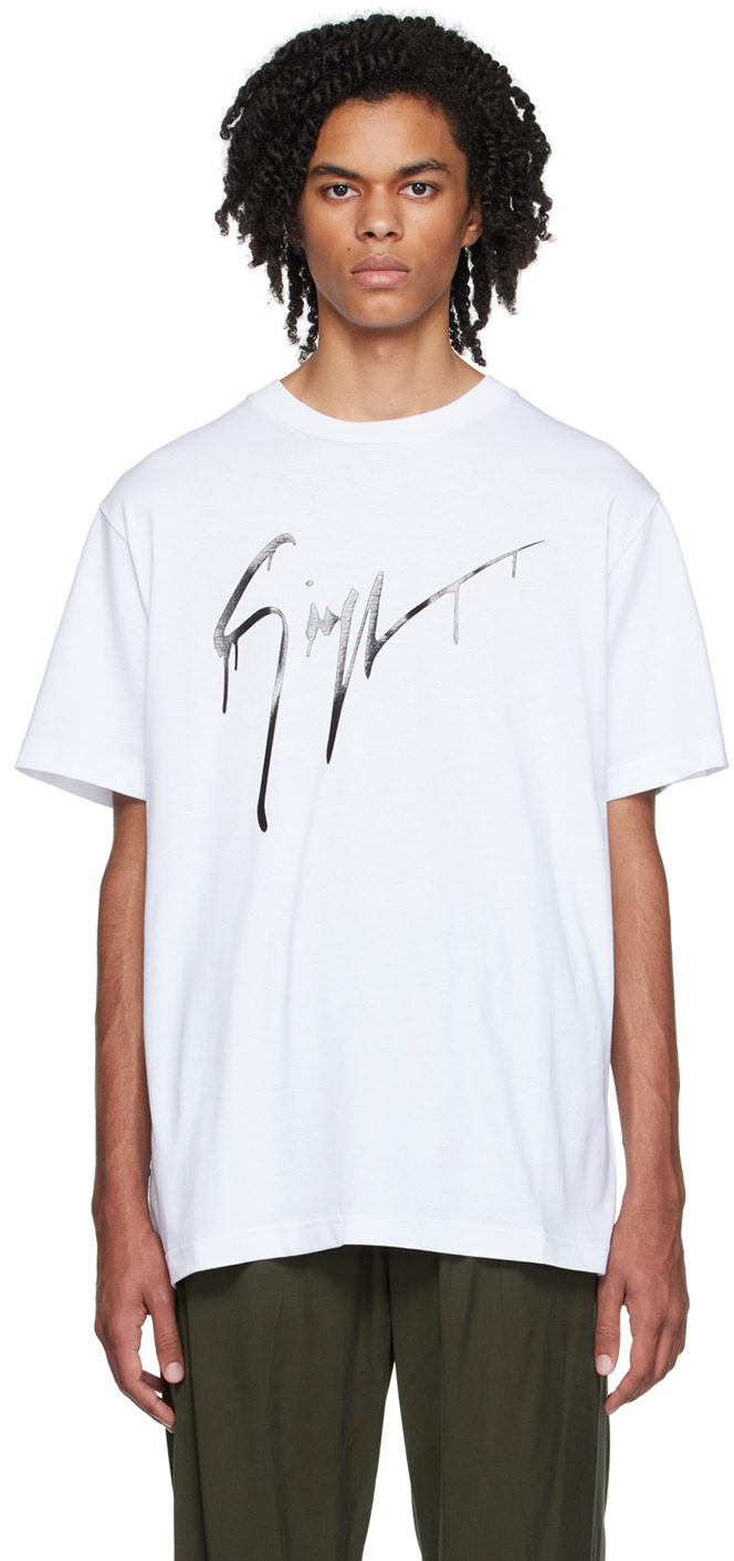 omhyggeligt Embankment Agent White Printed T-Shirt by Giuseppe Zanotti on Sale