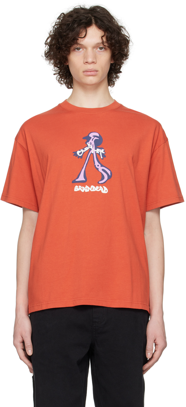 Brain Dead: Orange 'Creeper' T-Shirt | SSENSE Canada