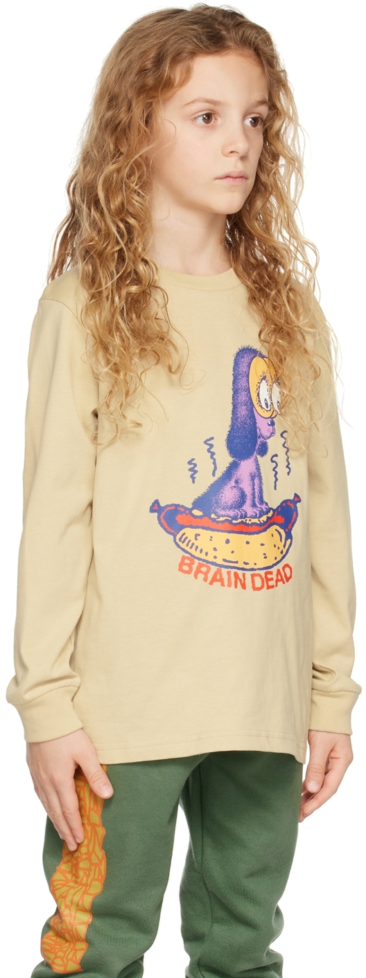 BRAIN DEAD KIDS BEIGE HOT DOG LONG SLEEVE T-SHIRT 
