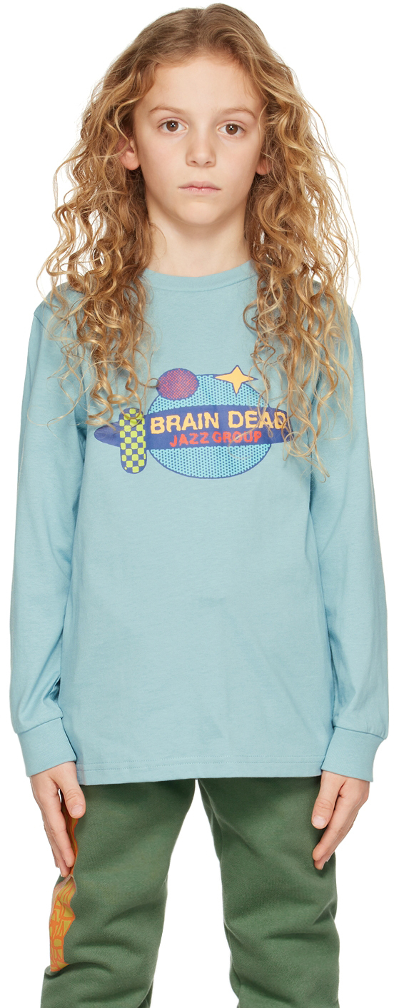 Brain Dead Kids Blue Printed Long Sleeve T-shirt In Sky Blue