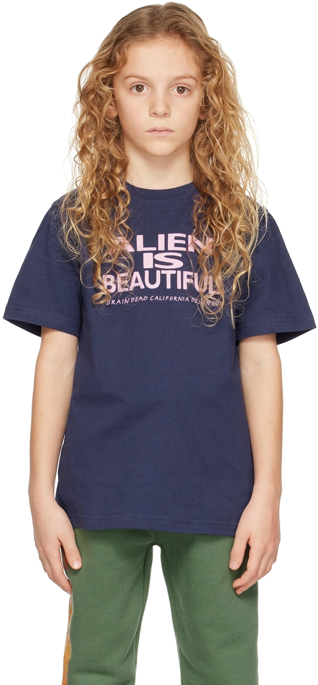Brain Dead Kids Navy 'alien Is Beautiful' T-shirt