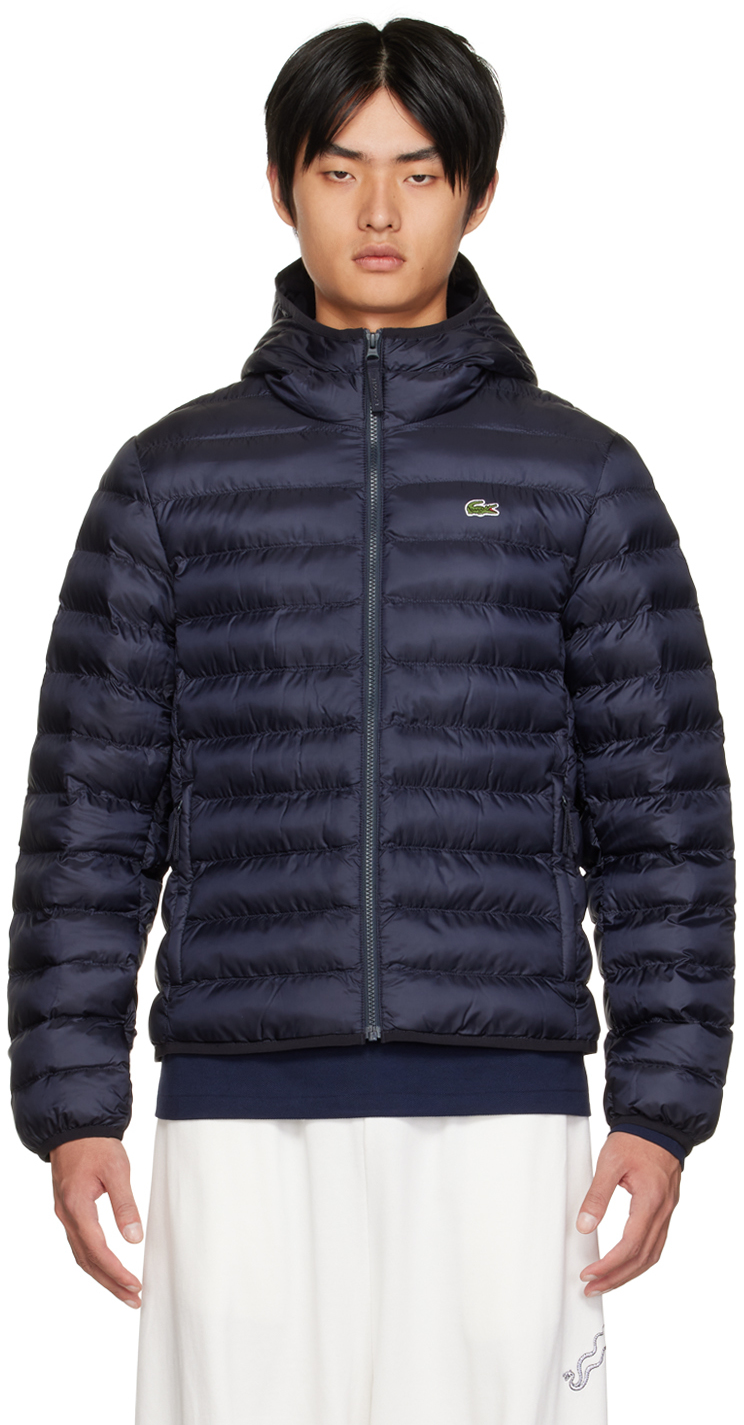 Forord relæ ventil Navy Hooded Jacket by Lacoste on Sale