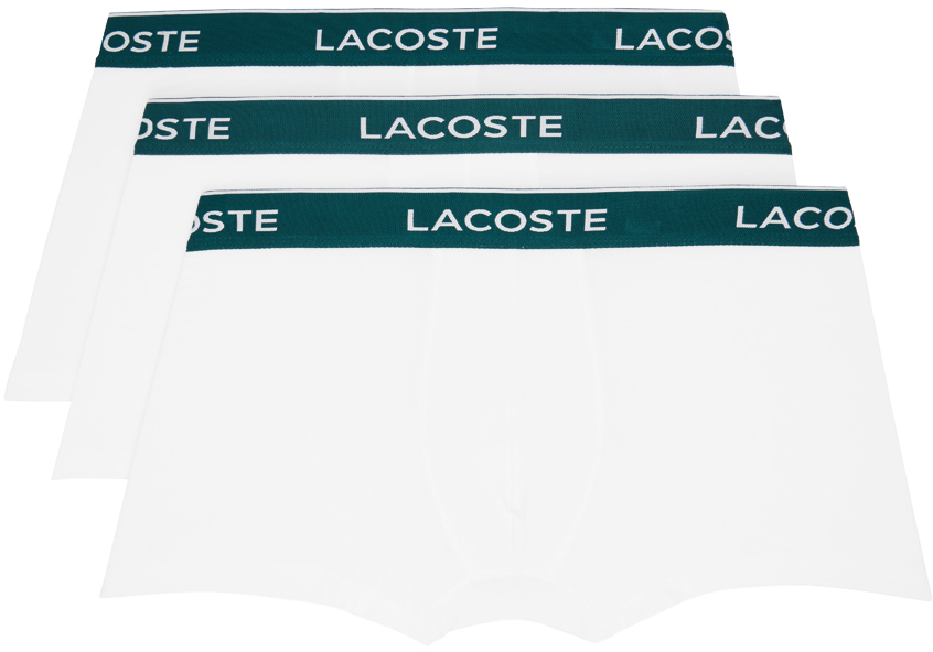 Lacoste: Ensemble de trois boxers blancs | SSENSE France